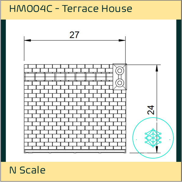 HM004C – Low Relief Terrace House N Scale