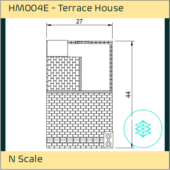 HM004E – Low Relief Terrace House N Scale