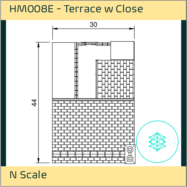 HM008E – Low Relief Terrace House w Close N Scale