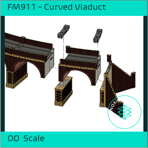 FM911 – Single Track Curved Brick Viaduct OO Scale