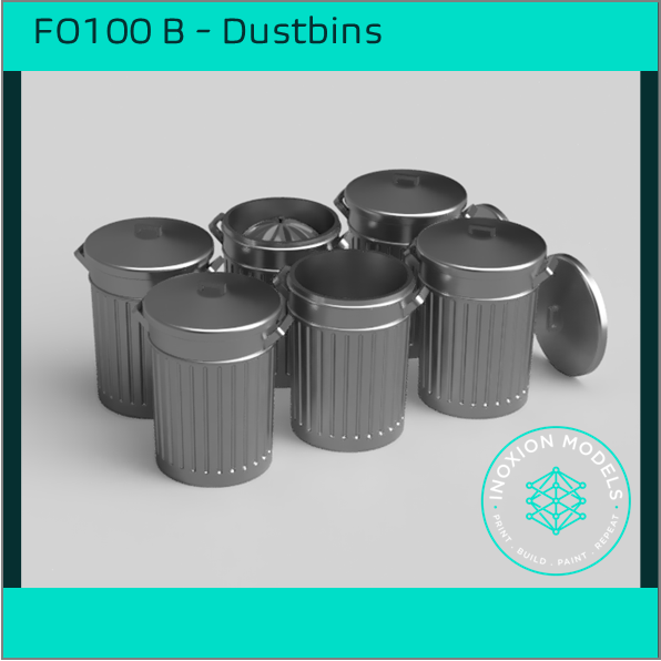 FO100 B – Painted Dustbins OO/HO Scale