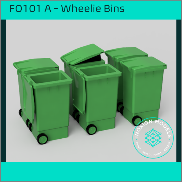 FO101 A – Painted Wheelie Bins OO/HO Scale