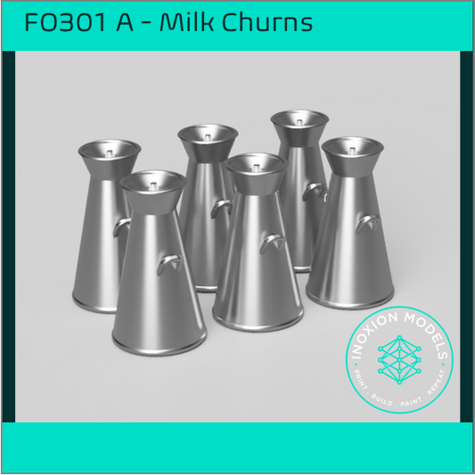 FO301 A – Painted 17 Gallon Milk Churns OO/HO Scale